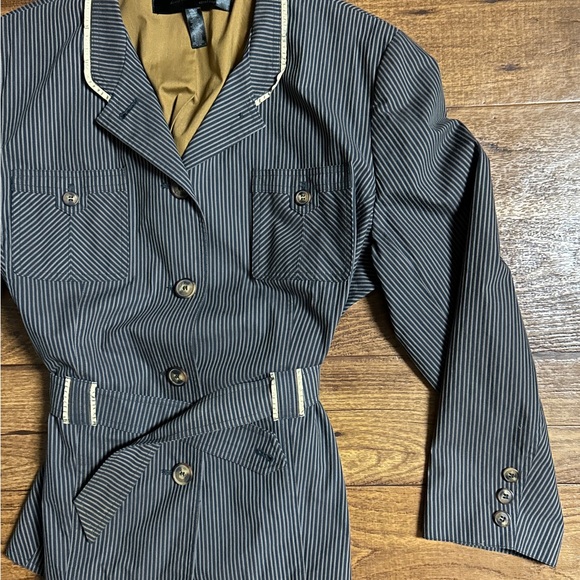 Apostrophe • Navy Blue/Brown • Striped • Size 22W (2 X-Large) • Trench Jacket - Picture 6 of 9